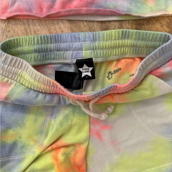 Pixie Lane Set - Multicolor Tie Dye Hoodie Sweatshirt and Shorts Set — Size 7 - Picture 2 of 3